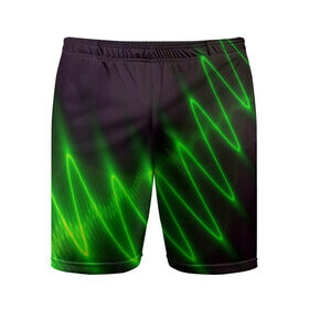 Мужские шорты 3D спортивные с принтом Молния в Петрозаводске,  |  | волна | зеленый | темный