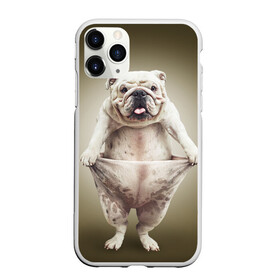 Чехол для iPhone 11 Pro матовый с принтом Бульдог английский в Петрозаводске, Силикон |  | Тематика изображения на принте: animals | breed | dog | english bulldog | funny | joke | pants | surrealism | бульдог английский | животное | порода | прикол | собака | сюрреализм | шутка