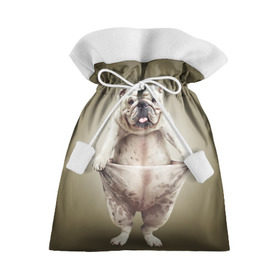 Подарочный 3D мешок с принтом Бульдог английский в Петрозаводске, 100% полиэстер | Размер: 29*39 см | animals | breed | dog | english bulldog | funny | joke | pants | surrealism | бульдог английский | животное | порода | прикол | собака | сюрреализм | шутка