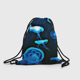 Рюкзак-мешок 3D с принтом Meduse в Петрозаводске, 100% полиэстер | плотность ткани — 200 г/м2, размер — 35 х 45 см; лямки — толстые шнурки, застежка на шнуровке, без карманов и подкладки | Тематика изображения на принте: вода | медузы | море | морские | океан