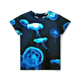 Детская футболка 3D с принтом Meduse в Петрозаводске, 100% гипоаллергенный полиэфир | прямой крой, круглый вырез горловины, длина до линии бедер, чуть спущенное плечо, ткань немного тянется | вода | медузы | море | морские | океан