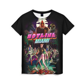 Женская футболка 3D с принтом Hotline Miami 17 в Петрозаводске, 100% полиэфир ( синтетическое хлопкоподобное полотно) | прямой крой, круглый вырез горловины, длина до линии бедер | game | hotline miami | hotlinemiami | игры | майями | хотлайн | хотланй майами