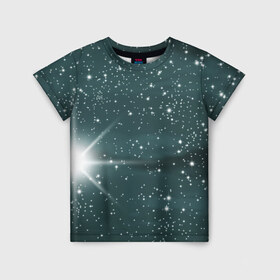 Детская футболка 3D с принтом Звездное небо 2 в Петрозаводске, 100% гипоаллергенный полиэфир | прямой крой, круглый вырез горловины, длина до линии бедер, чуть спущенное плечо, ткань немного тянется | звездное | звезды | космом | небо