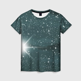 Женская футболка 3D с принтом Звездное небо 2 в Петрозаводске, 100% полиэфир ( синтетическое хлопкоподобное полотно) | прямой крой, круглый вырез горловины, длина до линии бедер | звездное | звезды | космом | небо