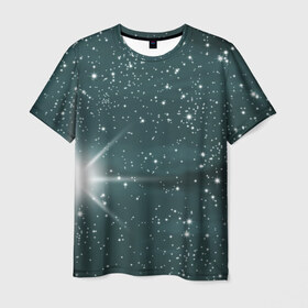 Мужская футболка 3D с принтом Звездное небо 2 в Петрозаводске, 100% полиэфир | прямой крой, круглый вырез горловины, длина до линии бедер | Тематика изображения на принте: звездное | звезды | космом | небо