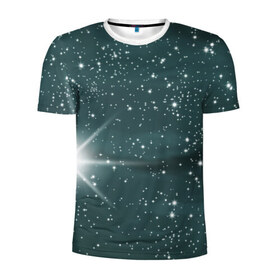 Мужская футболка 3D спортивная с принтом Звездное небо 2 в Петрозаводске, 100% полиэстер с улучшенными характеристиками | приталенный силуэт, круглая горловина, широкие плечи, сужается к линии бедра | Тематика изображения на принте: звездное | звезды | космом | небо