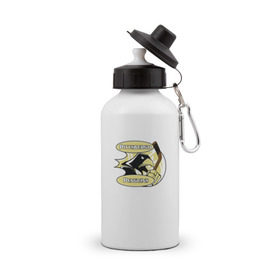Бутылка спортивная с принтом Pittsburgh Penguins team в Петрозаводске, металл | емкость — 500 мл, в комплекте две пластиковые крышки и карабин для крепления | спорт | хоккей