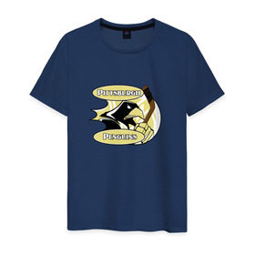 Мужская футболка хлопок с принтом Pittsburgh Penguins team в Петрозаводске, 100% хлопок | прямой крой, круглый вырез горловины, длина до линии бедер, слегка спущенное плечо. | спорт | хоккей