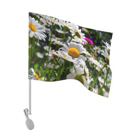 Флаг для автомобиля с принтом Ромашки в Петрозаводске, 100% полиэстер | Размер: 30*21 см | желтая | лепесток | природа | ромашка | цветок | яркая