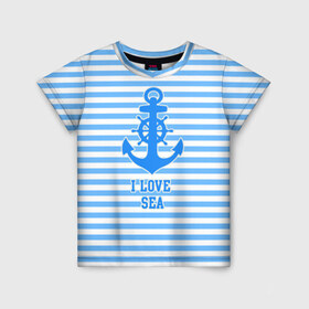 Детская футболка 3D с принтом море в Петрозаводске, 100% гипоаллергенный полиэфир | прямой крой, круглый вырез горловины, длина до линии бедер, чуть спущенное плечо, ткань немного тянется | sea | лето | любовь | море | океан | отдых | пальмы | пляж | солнце