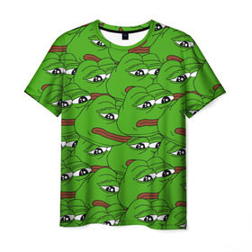 Мужская футболка 3D с принтом Sad frogs в Петрозаводске, 100% полиэфир | прямой крой, круглый вырез горловины, длина до линии бедер | frog | грустная | жаба | мем | мемы