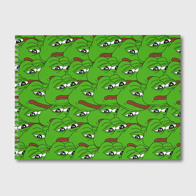 Альбом для рисования с принтом Sad frogs в Петрозаводске, 100% бумага
 | матовая бумага, плотность 200 мг. | Тематика изображения на принте: frog | грустная | жаба | мем | мемы