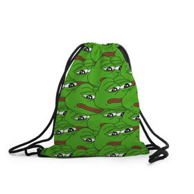 Рюкзак-мешок 3D с принтом Sad frogs в Петрозаводске, 100% полиэстер | плотность ткани — 200 г/м2, размер — 35 х 45 см; лямки — толстые шнурки, застежка на шнуровке, без карманов и подкладки | Тематика изображения на принте: frog | грустная | жаба | мем | мемы