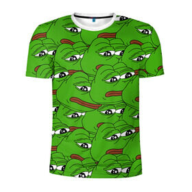 Мужская футболка 3D спортивная с принтом Sad frogs в Петрозаводске, 100% полиэстер с улучшенными характеристиками | приталенный силуэт, круглая горловина, широкие плечи, сужается к линии бедра | frog | грустная | жаба | мем | мемы