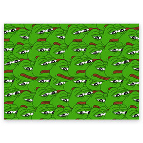 Поздравительная открытка с принтом Sad frogs в Петрозаводске, 100% бумага | плотность бумаги 280 г/м2, матовая, на обратной стороне линовка и место для марки
 | Тематика изображения на принте: frog | грустная | жаба | мем | мемы