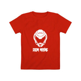 Детская футболка хлопок с принтом Doom 4 Head Doom Marine в Петрозаводске, 100% хлопок | круглый вырез горловины, полуприлегающий силуэт, длина до линии бедер | Тематика изображения на принте: demon | doom | hell | дум