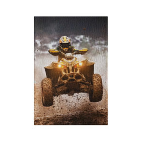 Обложка для паспорта матовая кожа с принтом Квадроцикл в Петрозаводске, натуральная матовая кожа | размер 19,3 х 13,7 см; прозрачные пластиковые крепления | Тематика изображения на принте: гонки | гонщик | грязь | квадроцикл | колеса | мотоцикл