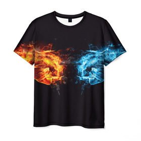 Мужская футболка 3D с принтом Кулаки в Петрозаводске, 100% полиэфир | прямой крой, круглый вырез горловины, длина до линии бедер | Тематика изображения на принте: вода | кулаки | огонь | руки