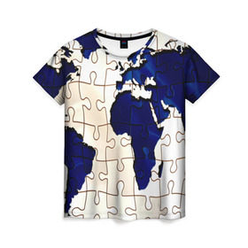 Женская футболка 3D с принтом Мир в Петрозаводске, 100% полиэфир ( синтетическое хлопкоподобное полотно) | прямой крой, круглый вырез горловины, длина до линии бедер | continents | world | континент | мир | туристические