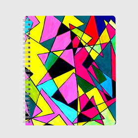 Тетрадь с принтом Треугольники в Петрозаводске, 100% бумага | 48 листов, плотность листов — 60 г/м2, плотность картонной обложки — 250 г/м2. Листы скреплены сбоку удобной пружинной спиралью. Уголки страниц и обложки скругленные. Цвет линий — светло-серый
 | картина | разноцветный | яркий
