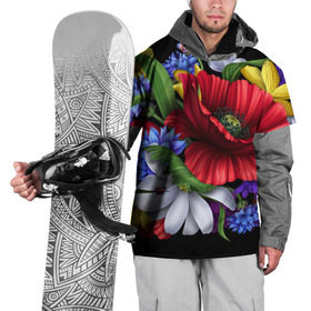 Накидка на куртку 3D с принтом Композиция цветов в Петрозаводске, 100% полиэстер |  | Тематика изображения на принте: композиция | мак | ромашки | цветы