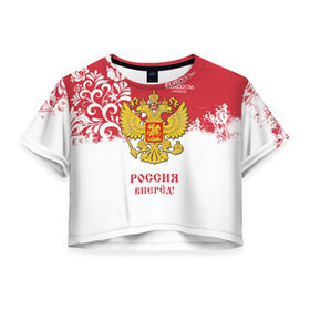 Женская футболка 3D укороченная с принтом Euro 2016 (Russia) в Петрозаводске, 100% полиэстер | круглая горловина, длина футболки до линии талии, рукава с отворотами | Тематика изображения на принте: евро 2016