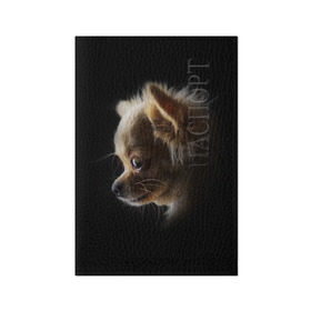 Обложка для паспорта матовая кожа с принтом Чихуахуа в Петрозаводске, натуральная матовая кожа | размер 19,3 х 13,7 см; прозрачные пластиковые крепления | Тематика изображения на принте: голова животного | прикольные картинки | собака | чихуахуа | щенок