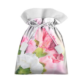 Подарочный 3D мешок с принтом Белые и розовые цветы в Петрозаводске, 100% полиэстер | Размер: 29*39 см | Тематика изображения на принте: лепестки | прикольные картинки | цветочки | цветы