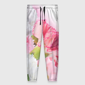 Женские брюки 3D с принтом Белые и розовые цветы в Петрозаводске, полиэстер 100% | прямой крой, два кармана без застежек по бокам, с мягкой трикотажной резинкой на поясе и по низу штанин. В поясе для дополнительного комфорта — широкие завязки | лепестки | прикольные картинки | цветочки | цветы