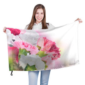 Флаг 3D с принтом Белые и розовые цветы в Петрозаводске, 100% полиэстер | плотность ткани — 95 г/м2, размер — 67 х 109 см. Принт наносится с одной стороны | лепестки | прикольные картинки | цветочки | цветы