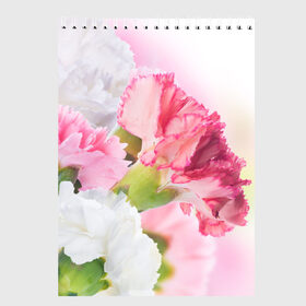 Скетчбук с принтом Белые и розовые цветы в Петрозаводске, 100% бумага
 | 48 листов, плотность листов — 100 г/м2, плотность картонной обложки — 250 г/м2. Листы скреплены сверху удобной пружинной спиралью | лепестки | прикольные картинки | цветочки | цветы