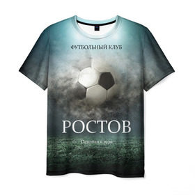 Мужская футболка 3D с принтом FK Rostov в Петрозаводске, 100% полиэфир | прямой крой, круглый вырез горловины, длина до линии бедер | ростов