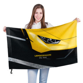 Флаг 3D с принтом Lamborghini the best в Петрозаводске, 100% полиэстер | плотность ткани — 95 г/м2, размер — 67 х 109 см. Принт наносится с одной стороны | авто | автомобиль | ламборгини