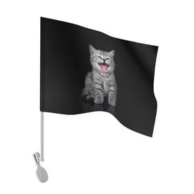 Флаг для автомобиля с принтом Весёлый котик в Петрозаводске, 100% полиэстер | Размер: 30*21 см | Тематика изображения на принте: кот | кошка | прикол