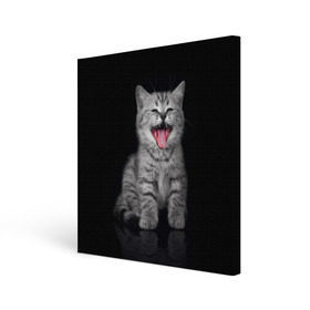Холст квадратный с принтом Весёлый котик в Петрозаводске, 100% ПВХ |  | кот | кошка | прикол
