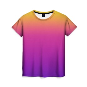 Женская футболка 3D с принтом Чёткий градиент в Петрозаводске, 100% полиэфир ( синтетическое хлопкоподобное полотно) | прямой крой, круглый вырез горловины, длина до линии бедер | cs:go | градиент | диджей | желтый | музыка | розовый | синий | фиолетовый | чёткий