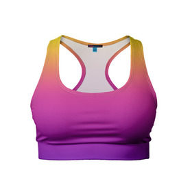 Женский спортивный топ 3D с принтом Чёткий градиент в Петрозаводске, 82% полиэстер, 18% спандекс Ткань безопасна для здоровья, позволяет коже дышать, не мнется и не растягивается |  | cs:go | градиент | диджей | желтый | музыка | розовый | синий | фиолетовый | чёткий