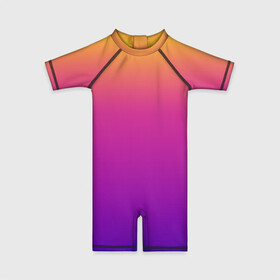 Детский купальный костюм 3D с принтом Чёткий градиент в Петрозаводске, Полиэстер 85%, Спандекс 15% | застежка на молнии на спине | Тематика изображения на принте: cs:go | градиент | диджей | желтый | музыка | розовый | синий | фиолетовый | чёткий