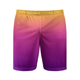 Мужские шорты 3D спортивные с принтом Чёткий градиент в Петрозаводске,  |  | cs:go | градиент | диджей | желтый | музыка | розовый | синий | фиолетовый | чёткий
