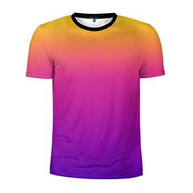 Мужская футболка 3D спортивная с принтом Чёткий градиент в Петрозаводске, 100% полиэстер с улучшенными характеристиками | приталенный силуэт, круглая горловина, широкие плечи, сужается к линии бедра | cs:go | градиент | диджей | желтый | музыка | розовый | синий | фиолетовый | чёткий