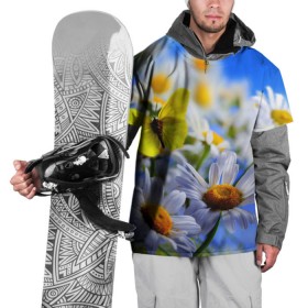 Накидка на куртку 3D с принтом Ромашки и бабочка в Петрозаводске, 100% полиэстер |  | Тематика изображения на принте: бабочки | лето | природа | ромашки | цветы