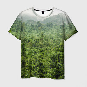 Мужская футболка 3D с принтом Потрясающие тропики в Петрозаводске, 100% полиэфир | прямой крой, круглый вырез горловины, длина до линии бедер | деревья | джунгли | зелень | красиво | лес | пейзаж | фото