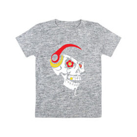 Детская футболка хлопок с принтом Мексиканский череп в Петрозаводске, 100% хлопок | круглый вырез горловины, полуприлегающий силуэт, длина до линии бедер | 