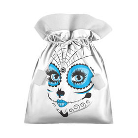 Подарочный 3D мешок с принтом Мексиканский череп в Петрозаводске, 100% полиэстер | Размер: 29*39 см | Тематика изображения на принте: белый | девушка | день мертвых | мексика | традция | узоры | цветы