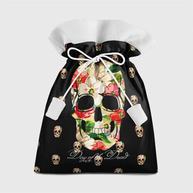 Подарочный 3D мешок с принтом Мексиканский череп в Петрозаводске, 100% полиэстер | Размер: 29*39 см | Тематика изображения на принте: день мертвых | мексика | паттерн | темный | традция | узоры | цветочный | цветы