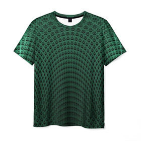 Мужская футболка 3D с принтом Парящие кружки в Петрозаводске, 100% полиэфир | прямой крой, круглый вырез горловины, длина до линии бедер | абстракция | зеленый | круги | объем | стиль | тень