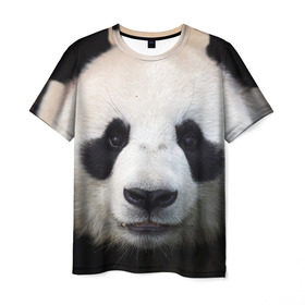 Мужская футболка 3D с принтом Милая панда в Петрозаводске, 100% полиэфир | прямой крой, круглый вырез горловины, длина до линии бедер | animal | hunny | panda | животные | классная | милая | милота | панда | фото | хорошая