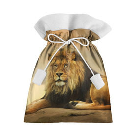 Подарочный 3D мешок с принтом Величиственый лев в Петрозаводске, 100% полиэстер | Размер: 29*39 см | Тематика изображения на принте: царь зверей