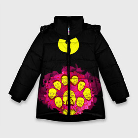 Зимняя куртка для девочек 3D с принтом Wu-Tang Clan в Петрозаводске, ткань верха — 100% полиэстер; подклад — 100% полиэстер, утеплитель — 100% полиэстер. | длина ниже бедра, удлиненная спинка, воротник стойка и отстегивающийся капюшон. Есть боковые карманы с листочкой на кнопках, утяжки по низу изделия и внутренний карман на молнии. 

Предусмотрены светоотражающий принт на спинке, радужный светоотражающий элемент на пуллере молнии и на резинке для утяжки. | wu tang