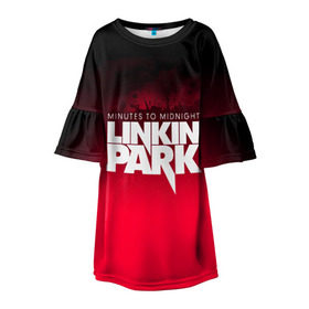 Детское платье 3D с принтом Linkin Park в Петрозаводске, 100% полиэстер | прямой силуэт, чуть расширенный к низу. Круглая горловина, на рукавах — воланы | linkin park